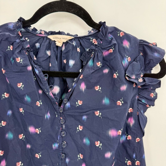 Rebecca Taylor Tops - Rebecca Taylor Sleeveless Ruffle V-neck Short Sleeve Blouse Shirt Top Floral 0